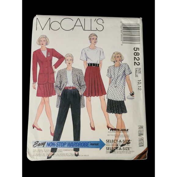 McCall's Non-Stop Wardrobe pattern 5822 Misses Jacket Top Skirt Sz 10-12 uncut - Picture 1 of 6